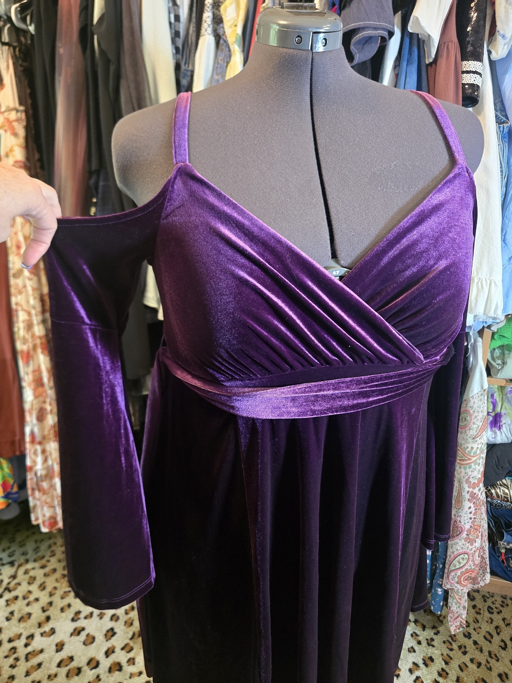 TORRID Purple Velvet Cold-Shoulder Dress